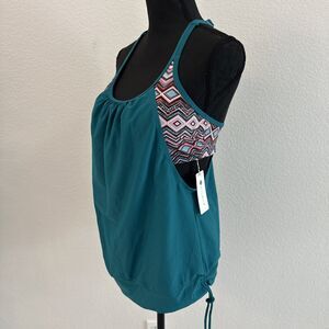 New Holipick Swim Tankini Top Cut‎ out Womens Size Medium Teal Swimwear